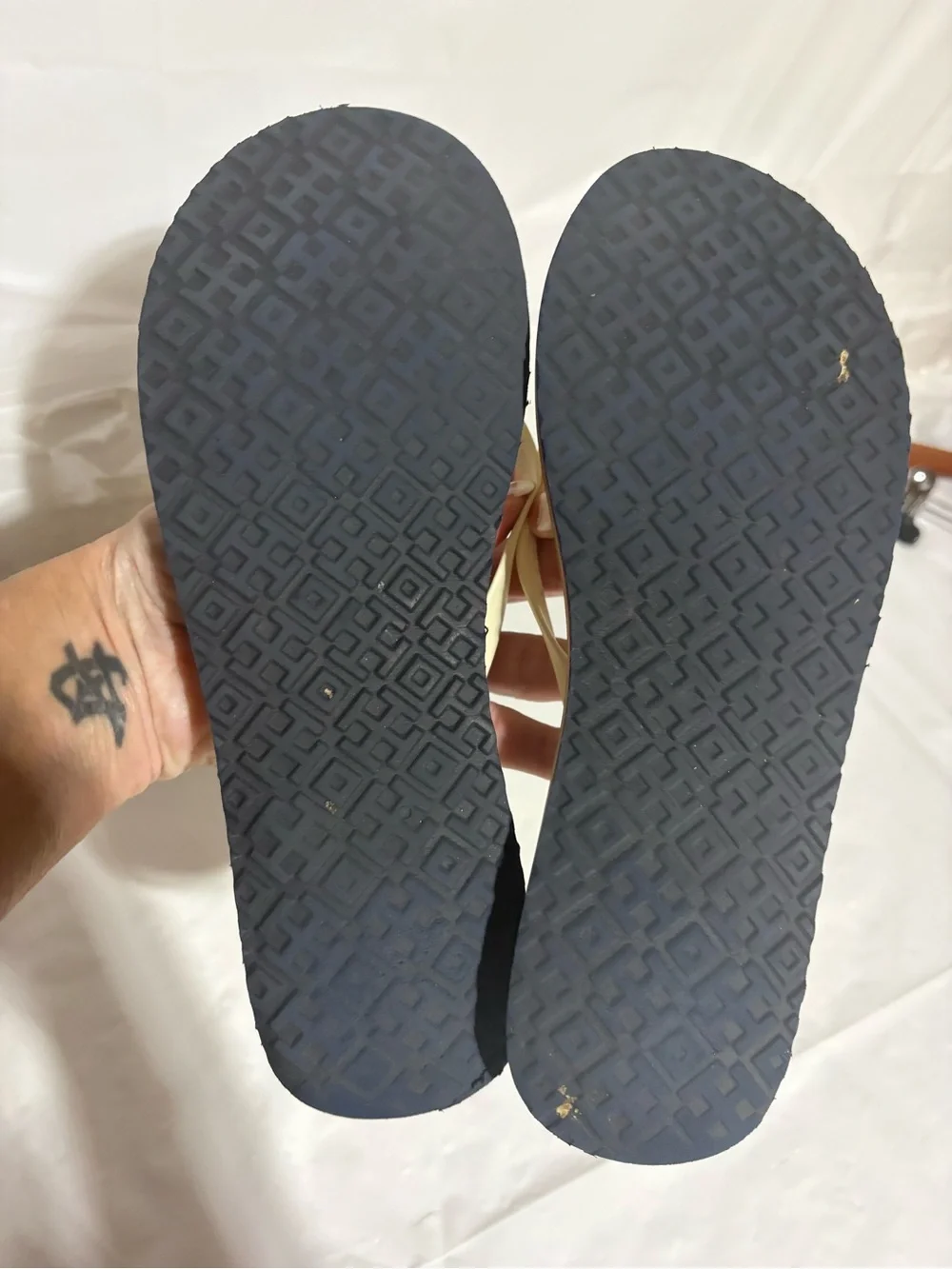 Tory Burch Cream Logo Thong Sandals
